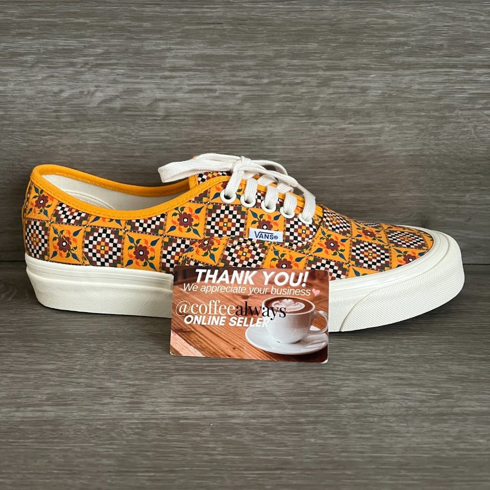 Vans Authentic 44 Dx Anaheim Factory Tile Check Yellow Size 10.5 Men's NWOB - Picture 3 of 8